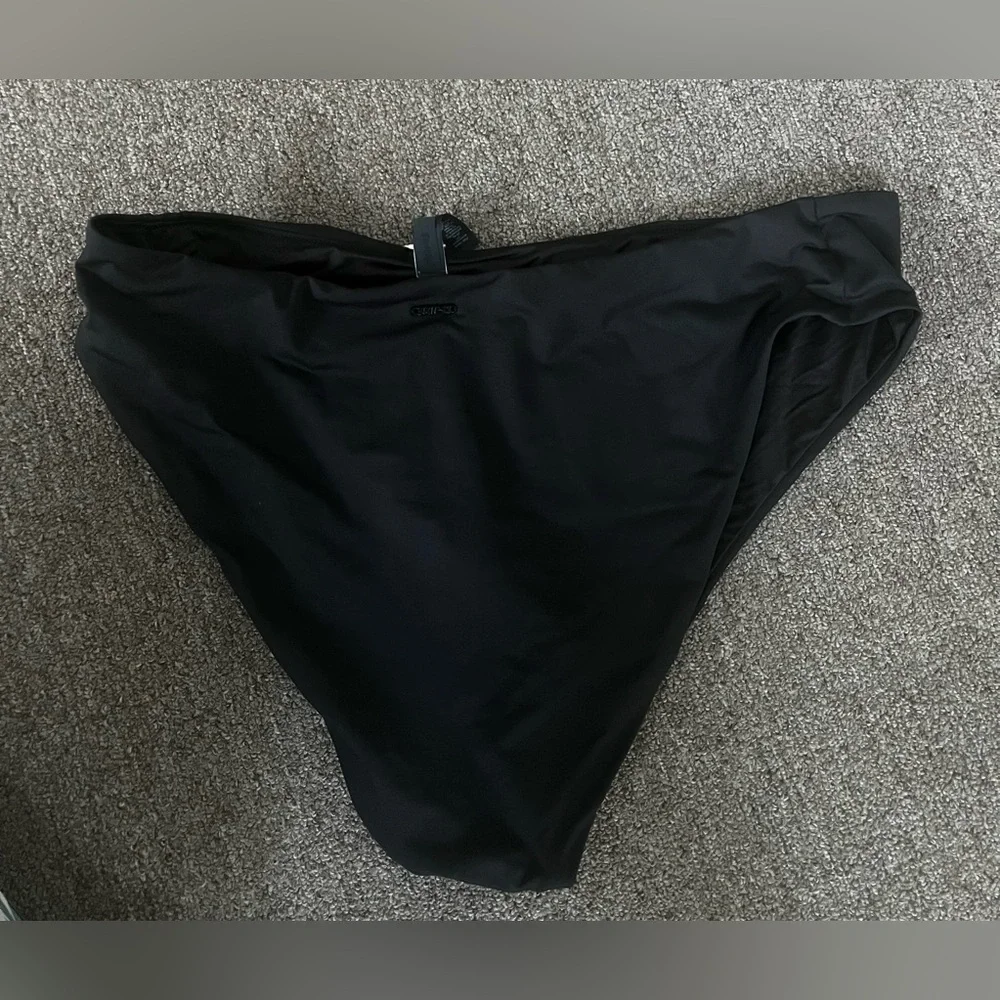 NWT SKIMS Signature Recycled‎ Swim Mid Waist Bottom Black Onyx Size 2x
